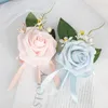 Dekorative Blumen Zarte Rose Boutonniere Corsage künstlich mit Pin für formelle Zusammenkünfte Anlass Brautjungfern