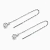 Dangle Earrings PT950 Real Pure Platinum 950女性彫刻丸ビードボールOリンクチェーン1.7g