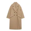 Moda simples designer feminino trench coat outono inverno dois botões reversível casaco de lã longo selvagem superior outerwear