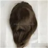 男子子供のかつらの茶色の人間の髪の男性Toupeeヨーロッパの肌の皮膚PUヘアピース交換システムストレートドロップデビカdh7ml