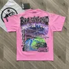 Camiseta rosa Hell Star Camisa Designer T -Shirt Meninos Bings Camisetas Gráfico HellstarRappe Mens Mulheres Camiseta Rapper Lavado Cinza Preto Pesado Artesanato Casaul Streetwear