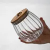 収納ボトル2pcs竹の蓋金金属プルリングエア密光瓶透明家の家庭用ガラスマルチグレインボトル