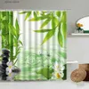 Shower Curtains Lotus Green Bamboo Zen Bathroom Curtains Purple Orchid Black Stone Japanese Spa Garden Scenery Shower Curtain Home Decor Hooks Y240316