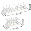 Organisateurs d'armoires de cuisine Rack de rangement en pot Extensible en acier inoxydable Flexible Pot Stand Organisateur Board Board Shelf de cuisine 240307