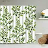 Shower Curtains Tropical Green Plant Leaf Shower Curtain Set Water Colors Art White Background Bathroom With Hook Waterproof Polyester Screen Y240316