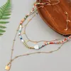 Anhänger Halsketten LXY-W Boho Ethnische Perlen Vergoldete Kette Mond Schloss Halskette Für Frauen Mode Vintage Multilevel-Choker Schmuck Geschenk