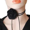 Collier ras du cou gothique fleur grande Rose, chaîne de clavicule pour femmes, collier réglable Sexy, accessoires de bijoux de Mariage