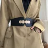 Ceinture large à double bouton à la mode pour femmes, avec décoration de veste robe une pièce, 240315