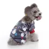 Dog Apparel Christmas Cat Print Pet Pajamas For Dogs Soft Warm Fleece Jumpsuit Lightweight Puppy Pullover