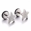 Stud Earrings 1 Pair Sliver Earring For Men Dull Polish Star Ear Piercing Stainless Steel