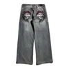 Damen Jeans Retro Gothic Hip Hop Skateboard JNCO Mode Bedruckt Lässige Herren Y2k Harajuku Hohe Taille Lose Punk Street Wear