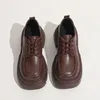 Casual Shoes Vintage skórzany singiel 2024 Spring Damskie Chunky Heels Wygodna platforma