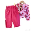 Ensembles de vêtements Filles Printemps Automne Vêtements Costume 2023 Collier de poupée pour enfants Rose Chemises à manches longues + Pantalons décontractés Ensembles de vêtements deux pièces