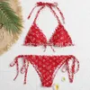 Women's Swimwear Designer Printed Multicolor Bikini Tie up Swimwear Beach Style sisters Fashion Brand Large Bikini 201A