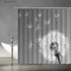 Rideaux de douche Pissenlit rideau de douche graines de fleurs noires et blanches soufflées mignon monochrome plante nature tissu salle de bain décor rideaux ensemble Y240316