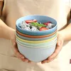 Kommen Nordic Tarwe Stro Huishoudelijk Plastic Servies Ronde Streep Fruit Ramen Salade Snack Container Voor Restaurant