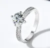 Trouwringen 18K witgoud 1 Ct Moissanite verlovingsring voor dames S925 sterling zilveren damesring