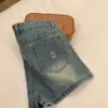 designer denim korte luxe damesshorts dames lente zomer mode zware strass diamant slanke jeans joggingbroek met hoge taille rits