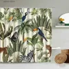 Douchegordijnen Tropische Jungle Planten Vogel Dieren Douchegordijn Exotische Badkamer Waterdicht Polyester Gordijnen Woondecoratie Met Haak Y240316