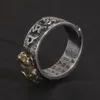 Vintage Pure Silver S925 Six Words Heart Sutra Ring Mens Justerbara Golden Pixiu Vajra Buddhist Religious Fine Jewelry 240305