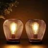 Table Lamps Metal Cage Table Lamp LED Lantern Battery Powered Cordless Wireless Accent Lamps Light for Weddings Events Indoors Outdoors YQ240316