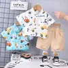 Kläder sätter nya barn casual kläder passar sommar barn pojkar flickor printe bilar skjorta shorts 2st/set baby småbarn kläder spädbarn 0-4 år