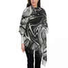 Scarves Liquid Black And White Scarf Elegant Marble Soft Shawl Wraps With Long Tassel Lady Y2k Cool Autumn Bufanda Mujer