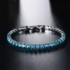 Armband Halskette Mossanite Damen Armband Herren Blau Smaragd Rosa Zirkonia Hiphop Sier Vergoldet Schmuck Diamant Eine Reihe Hip Hop 4Mm Kristall