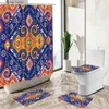 Rideaux de douche Bohème Vintage motif rideau de douche ensemble de salle de bain fleur ethnique géométrique art abstrait tapis antidérapant couverture de toilette tapis de sol Y240316