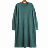 Casual Dresses Women Knitting Big Size Long Dress Round Neck Sleeve Loose Fit Fashion Tide Spring Autumn 2024 U783