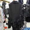 Kvinnors västar 2024 Spring Summer Korean Edition Black Vest Coat Women Heavy Industry Lotus Leaf Design Fashionable Loose LX028