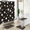 Duş Perdeleri Karikatür denizyıldızı yıldız duş perdeleri çocuk banyo seti mavi beyaz siyah tasarım kaymaz halı tuvalet kapak zemin paspası yıkanabilir y240316