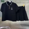 Summer Designer Scirt Zestawy dla kobiet w stylu mody college lapel z krótkim rękawa