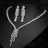 Bröllop smycken set cwwzircons ny ankomst underbar tofs drop cubic zirconia brud halsband och örhänge set för bröllop smycken T073 Q240316