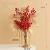 Decorative Flowers Chinese Metal Frame Glass Vase Red Fortune Fruit Year Gifts Home Livingroom Ornaments Crafts Cafe Office Furnishing Decor