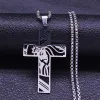 Christus God Kruis Jezus Doornenkroon Ketting Mannen 14K Wit Goud Kruisbeeld Ketting Sieraden colar masculino