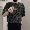 Men's T-Shirts Tops 2024 Korean handsome mens leopard print T-shirt casual street clothing hot selling short sleeved Camiseta S-5XL Q240316