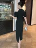 Zjyt 빈티지 자수 여성을위한 검은 여름 드레스 2024 패션 중국 스타일 어깨 오프 미디 파티 드레스 스트레이트 240306