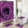 Tende da doccia 3D Rose Set tenda da bagno Natura Fiori Creativo Acqua floreale Tende da doccia impermeabili Copriwater Tappetino Tappetino da bagno antiscivolo Y240316