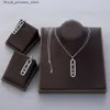 Wedding Jewelry Sets Luxury Geometry Double Long Chain Stackable Pendant Necklace Earring Ring Set Full Cubic Zircon Charm Women Jewelry Gift EH604 Q240316