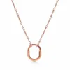 Designer Tjia tiffay and co Collana in argento sterling S925 Nuova versione alta Catena con testa di blocco Diamante rosa a forma di U Collare semplice moda donna