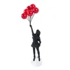 Rumsdekoration Creative Love Balloon Girl Sculpture Ornament Abstract Modern Hem Desktop Study Office Decor Gift 240307