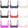 Bras Womens Floral Lace Bra Tops Underwired Sexy Open Nipple Push Up Bralette Adjustable Strap Unlined Brassiere Lingerie