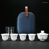 Canecas Privadas Personalizar Conjunto de Chá Chinês Cerâmica Portátil Bule Viagem Gaiwan Copos de Cerimônia Teacup Presentes Finos