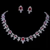 Conjuntos de joias de casamento SUGO Classic Fashion Luxury Retro Red Cubic Zirconia Brinco Conjunto de colar usado para acessórios de joias de casamento de noiva charmosos Q240316