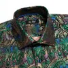 Hi-tie zielone fioletowe jedwabne koszule męskie Paisley Floral Long Rleeve Casual Shirt for Men Jacquard Male Business Party Wedding Suknia 240304