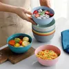 Kommen Nordic Tarwe Stro Huishoudelijk Plastic Servies Ronde Streep Fruit Ramen Salade Snack Container Voor Restaurant