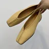 Casual Schoenen Echt Leer Dames Flats Effen Kleur Beknopte Vierkante Neus Plat Met Voor Femme Instapper Ademend Ballet Elegant