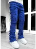 Dżinsy męskie 2024 Męskie nowe kreatywne dekoracje Tassels Prosto dopasowane dżinsy Casual Medime Stretch Street Street Style Dżinsowe spodnie dla wszystkich sezonówl2403