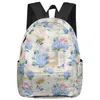 Mochila flor hortensia acuarela plantas estudiante bolsas escolares portátil personalizado para hombres mujeres mujer viaje mochila